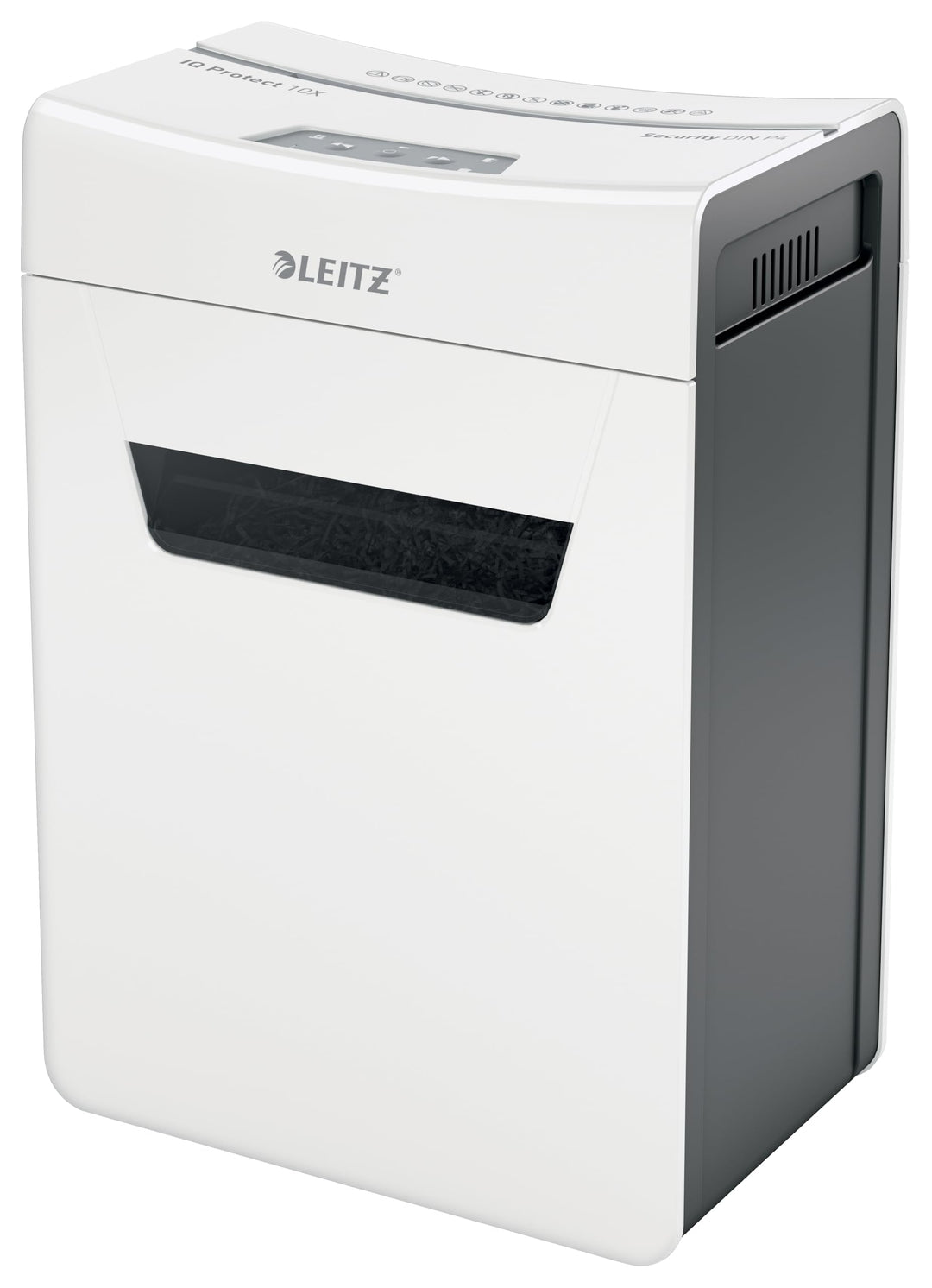 Leitz IQ Premium Aktenvernichter P4 fürs Büro und Zuhause, 11-10 Blatt (70-80 g/m²) 10 Blatt Partike