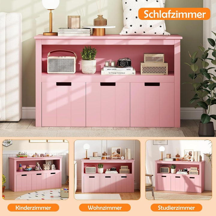 COSTWAY Spielzeugschrank für Kinder, Kommode mit 3 Schubladen, Spielzeug-Organizer für Kinderzimmer