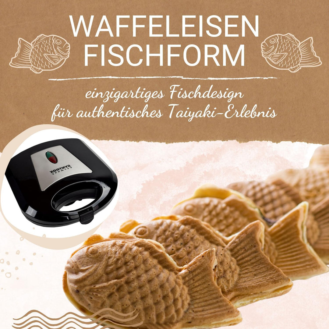 Syntrox Germany FM-750W Taiyaki Maker japanisches Gebäck in Form eines Fisches