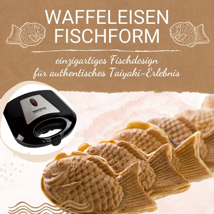 Syntrox Germany FM-750W Taiyaki Maker japanisches Gebäck in Form eines Fisches