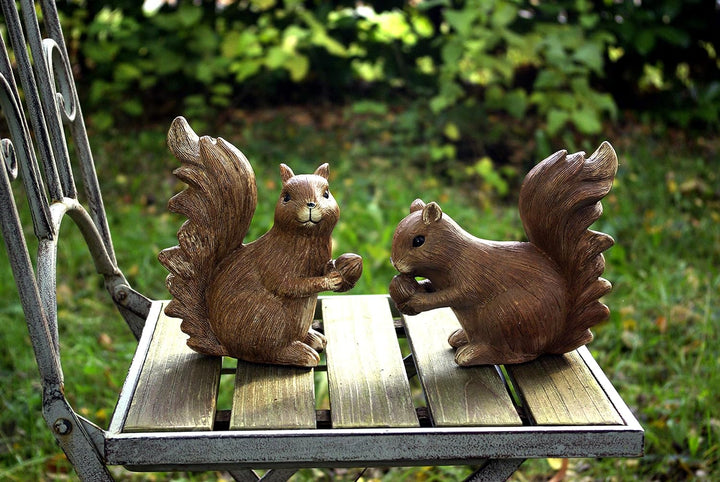 GeKi Trend 2er Set Eichhörnchen Paar Dekofiguren Gartendeko wetterfest 17/19 cm gross