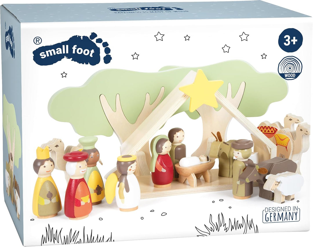 Small Foot Spielset Weihnachtskrippe aus Holz, kindgerechte Weihnachtsdekoration, 12356