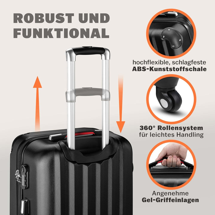 Monzana® Koffer Baseline Handgepäck ABS Hard Case Gehäuse gummierte Rollen Teleskopgriff Zahlenschlo
