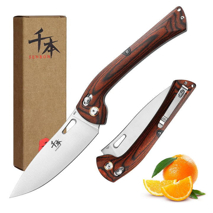 SENBON 440 Sharp Folding Peeling Practical Knife Fruit Knife Colorful Wood Handle Camping Barbecue O
