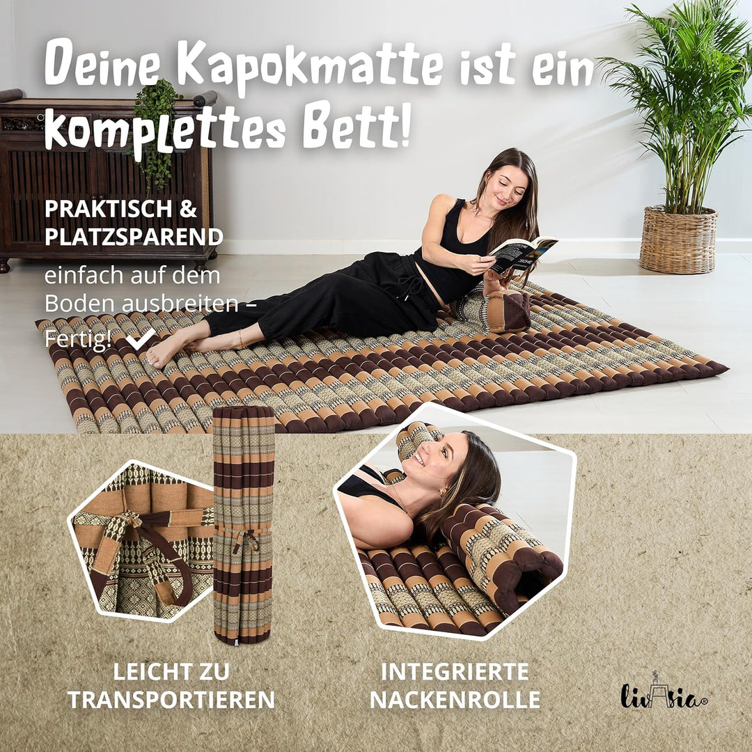 livasia Rollmatte Rollmatratze L-200x110x4,5cm, Gästebett Gästematratze 1 Person, Reisebett Kofferra