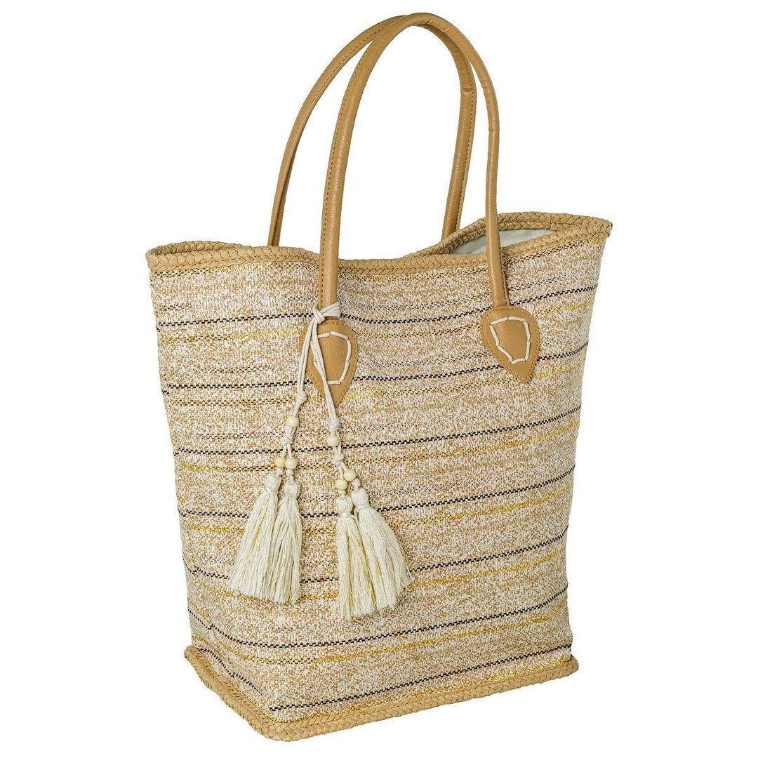 LaFiore24 Damen Einkaufstasche Shopper Strandtasche Schultertasche Henkeltasche Natur, Natur