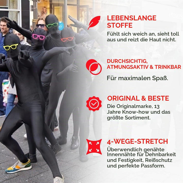 Morphsuits Ganzkörperanzug Herren Schwarz, Body Suit, Grösse XL, XL