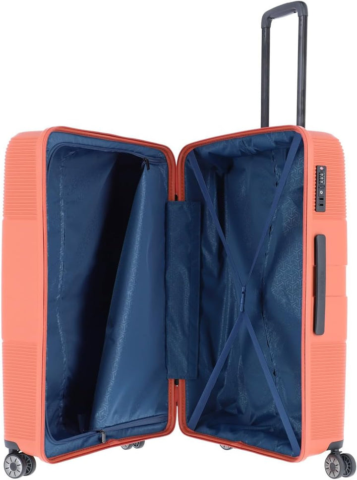 travelite 4-Rad Hartschalen Koffer gross mit TSA Schloss, Gepäck Serie WAAL: Stabiler Trolley mit re