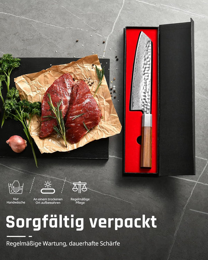 YOTSUBA Damastmesser Kochmesser, Profi Küchenmesser Messer Klingenlänge 20 cm Chefmesser Allzweckmes