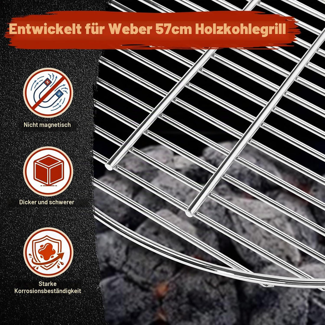 Denmay 54,6cm Grillrost, 43,18cm Holzkohlerost, Reinigungssystem für Weber 57cm Holzkohlegrills, Kug
