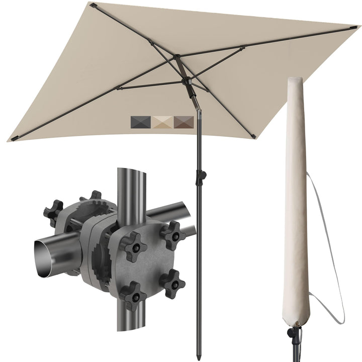 4smile Sonnenschirm Balkon SunnyShade, Sonnnenschutz Balkon SET 3-in-1, Beige - UV50+ SunnyGuy Sonne