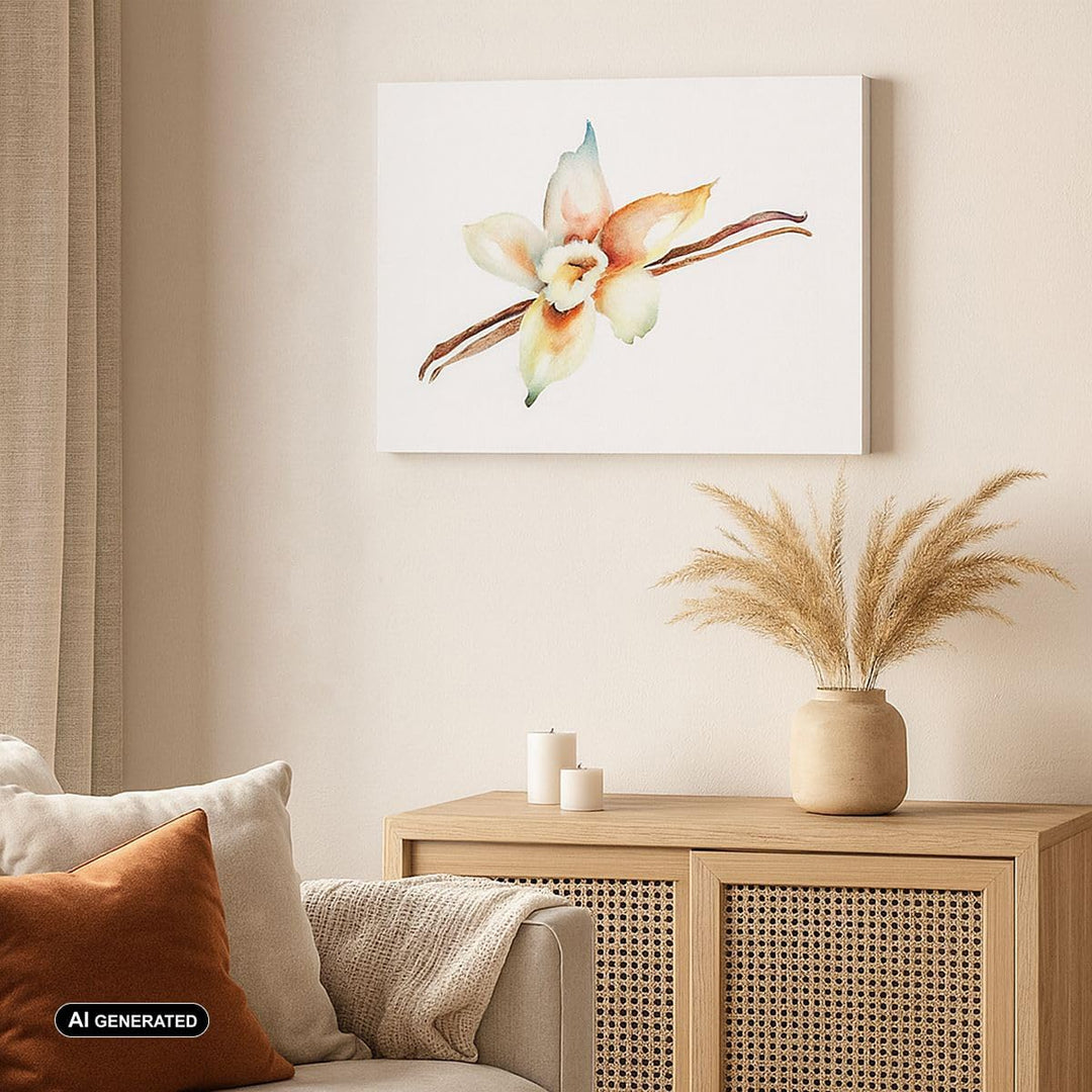 Bilder auf Leinwand 100x70cm Leinwandbild Vanille Gewürz Blume Pflanze Gross Wanddeko Bild Schlafzim