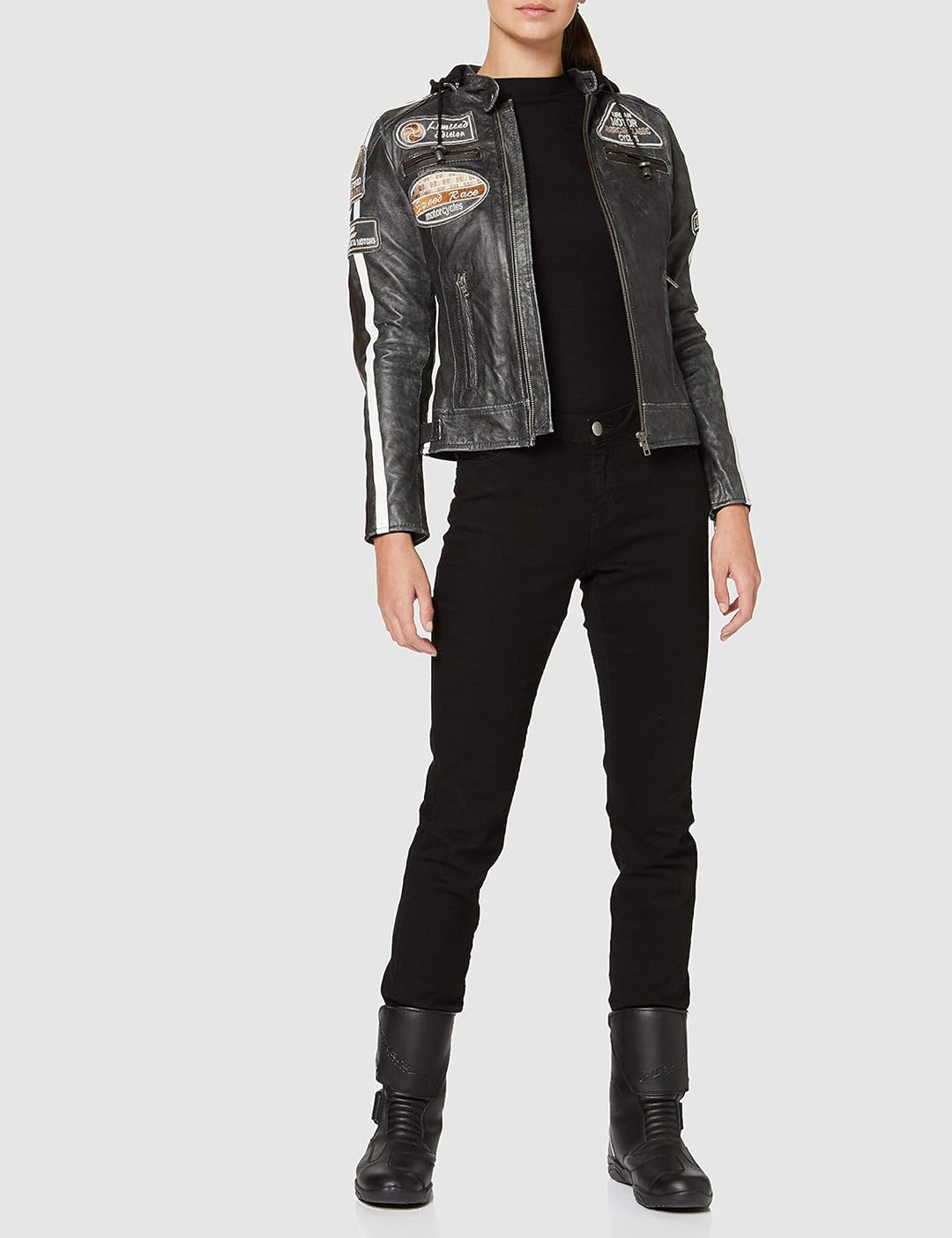 URBAN 5884 Motorradjacke Damen Mit Protektoren, Damenjacke aus Lammleder, Protektoren für Rücken, Sc