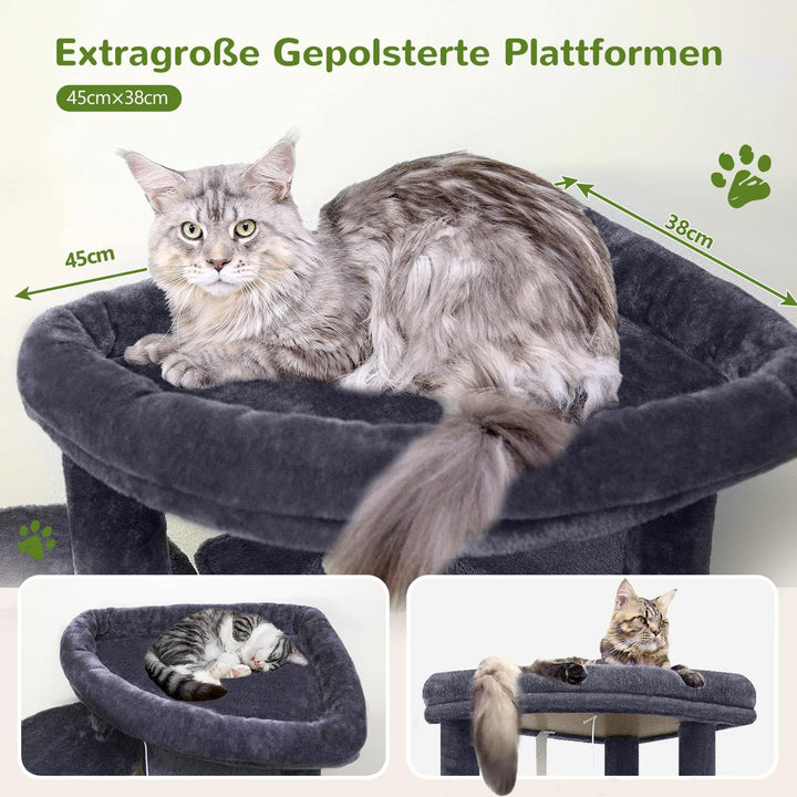 Globlazer Kratzbaum Katzen, Eckkratzbaum Stabil hoch 167 cm mit 2 Sektor Katzenhaus, Gepolsterte Pla