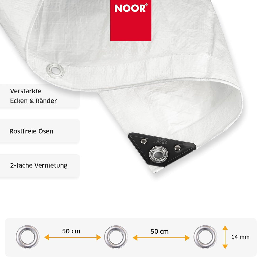 NOOR Abdeckplane SUPER 200g/m² Weiss I 3 x 3 m I Allzweckplane für Schutz vor Witterung I Ideal geei