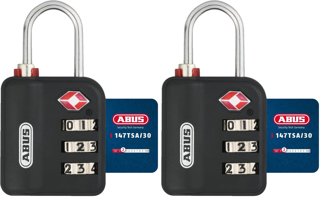 ABUS Vorhangschloss 147/30, TSA-Zertifiziert, Schwarz, 53093 (Packung mit 2) 1 Stück (Packung mit 2)