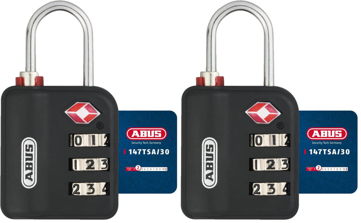 ABUS Vorhangschloss 147/30, TSA-Zertifiziert, Schwarz, 53093 (Packung mit 2) 1 Stück (Packung mit 2)