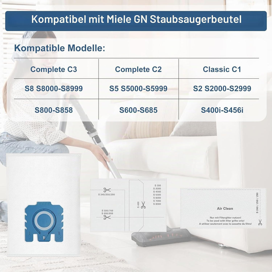 Staubsaugerbeutel für Miele Classic C1 Complete C2/C3 Miele S227 S400i S600 S5000 und S8000 Series,