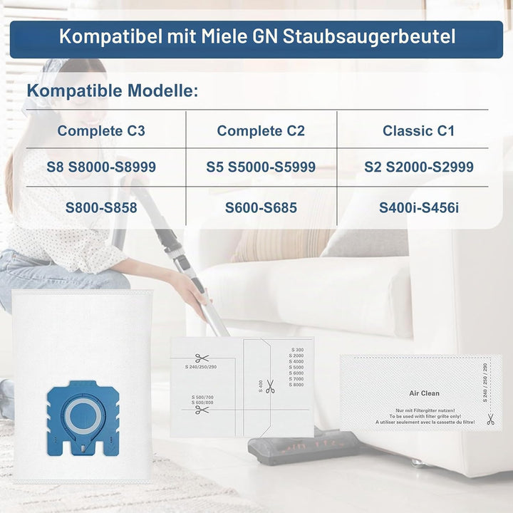 Staubsaugerbeutel für Miele Classic C1 Complete C2/C3 Miele S227 S400i S600 S5000 und S8000 Series,