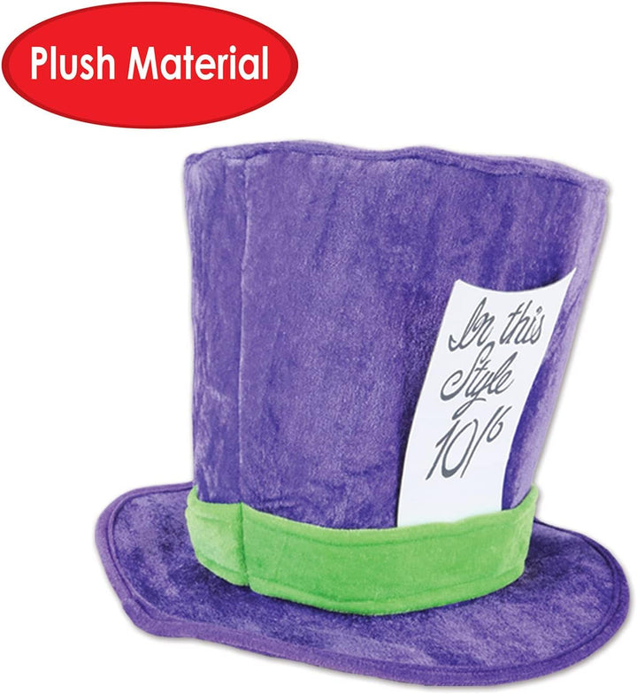Beistle Unisex Plüsch Verrückter Hutmacher Hut - Lila & Grün Kopfbedeckung Halloween Kostüm Zubehör