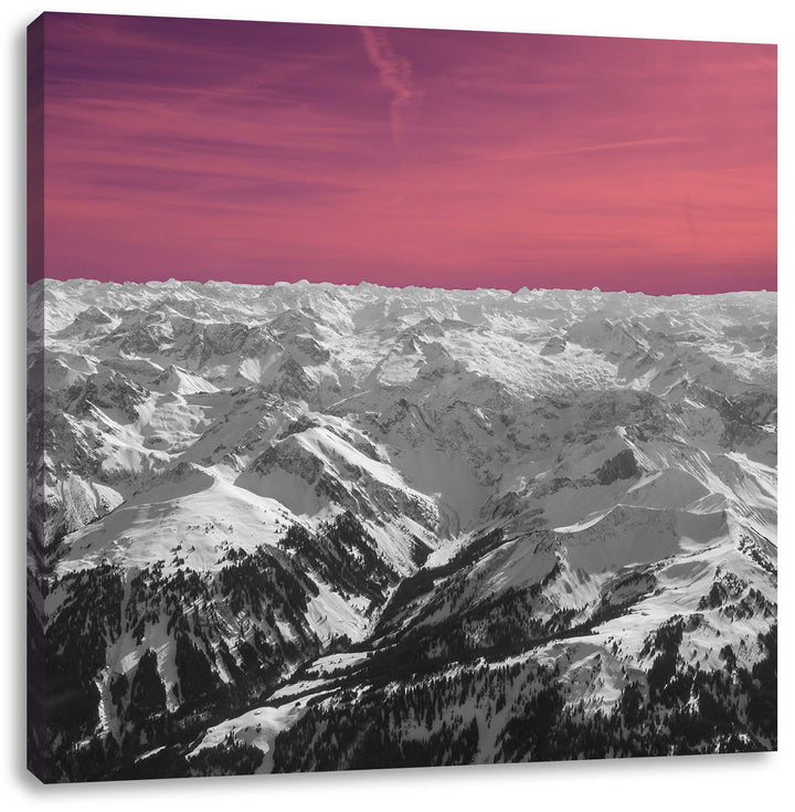 Pixxprint Alpen mit Schnee als Leinwandbild/Grösse: 70x70 cm/Wandbild/Kunstdruck/fertig bespannt, 70