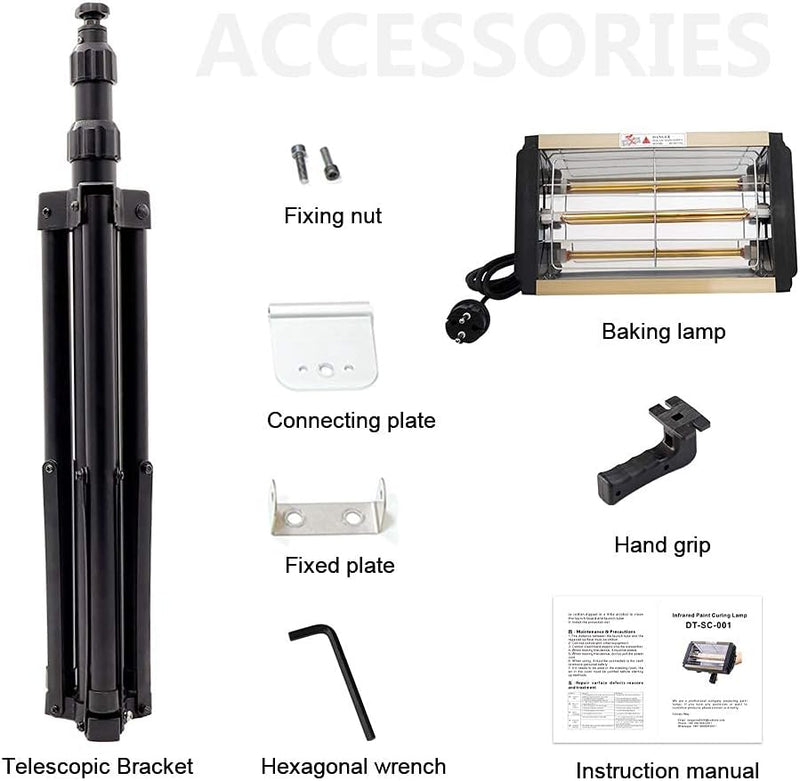 DATOUBOSS Infrarot Lacktrockner Aushärtungslampe 1000W kurzwellig Auto Farbtrockner Infrared Dryer S