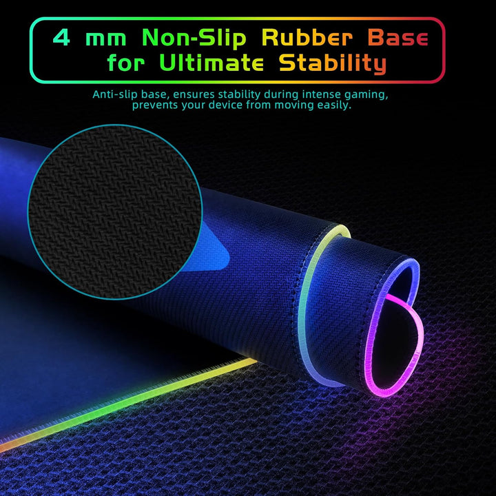 RGB-Gaming-Mauspad mit 15 W kabelloser Aufladung,XXL grosses LED-Schreibtischpad mit 14 Lichtmodi,er