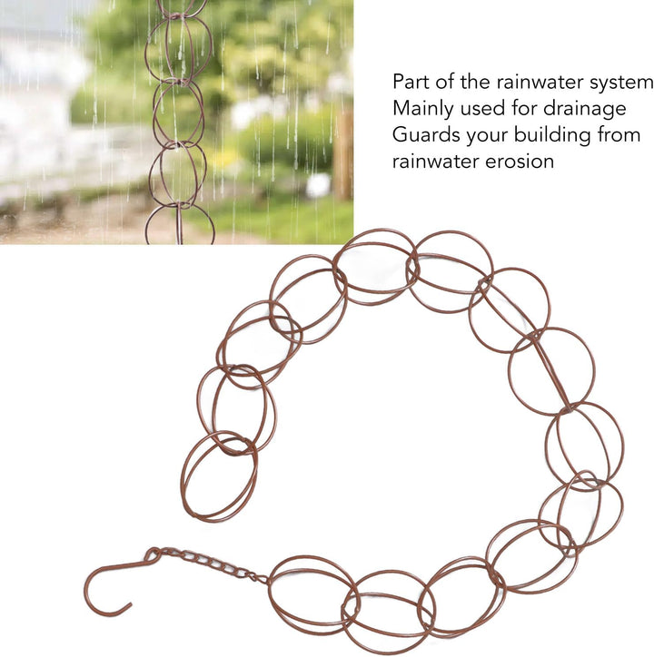 Metall-Regenkette mit Haken, Elegante Stabile Kreis-Windspiel-Hänge-Regenkette für Zuhause, Balkon,