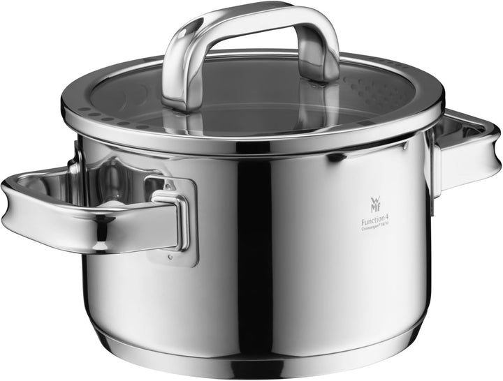 WMF Function 4 Advanced Topfset Induktion 5-teilig, Glasdeckel mit 4 Abgiessfunktionen, Cromargan Ed