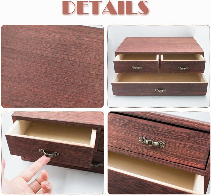 Holz Schreibtisch Organizer mit 3 Schubladen Holz Aufbewahrungsbox Heimarbeitsplatz Bürobedarf 2 Sto