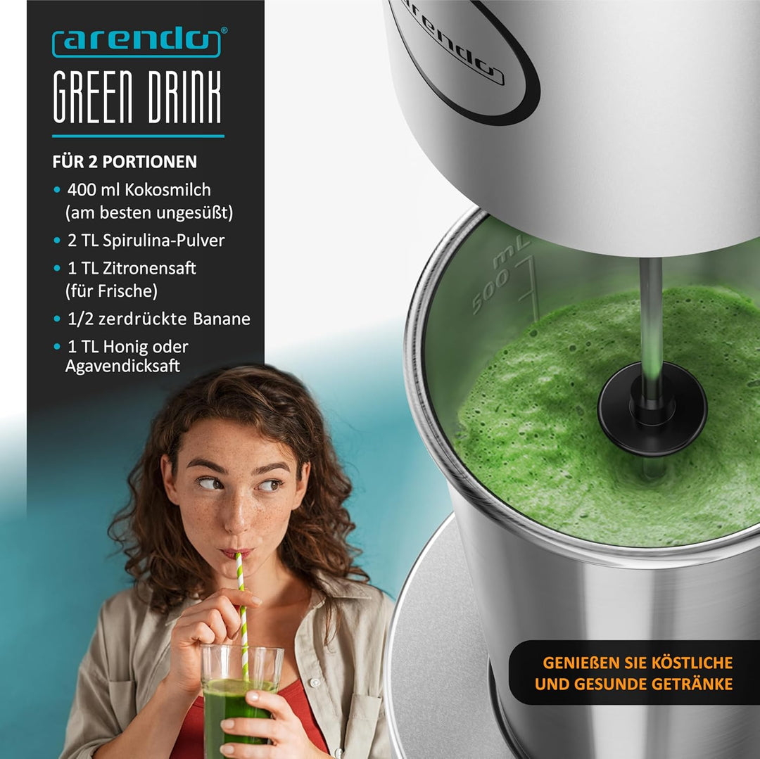 Arendo - Drink Mixer - Eiweiss Shaker - Getränkemixer - elektrischer Standmixer - 500 ml Becher - 22