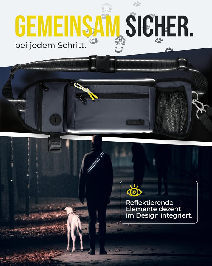 ZAUBERPFOTE Gassi Tasche 'Atlas' - Premium Leckerlitasche für Hunde - Inkl. YKK® Zipper & Leinenhalt