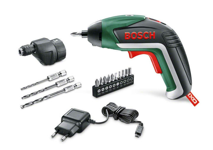 Bosch Home and Garden IXO Drill Akku-Schrauber "Easy", Bohraufsatz, 3 Bohrer, 2/3 / 4 mm, 10 Bits, M