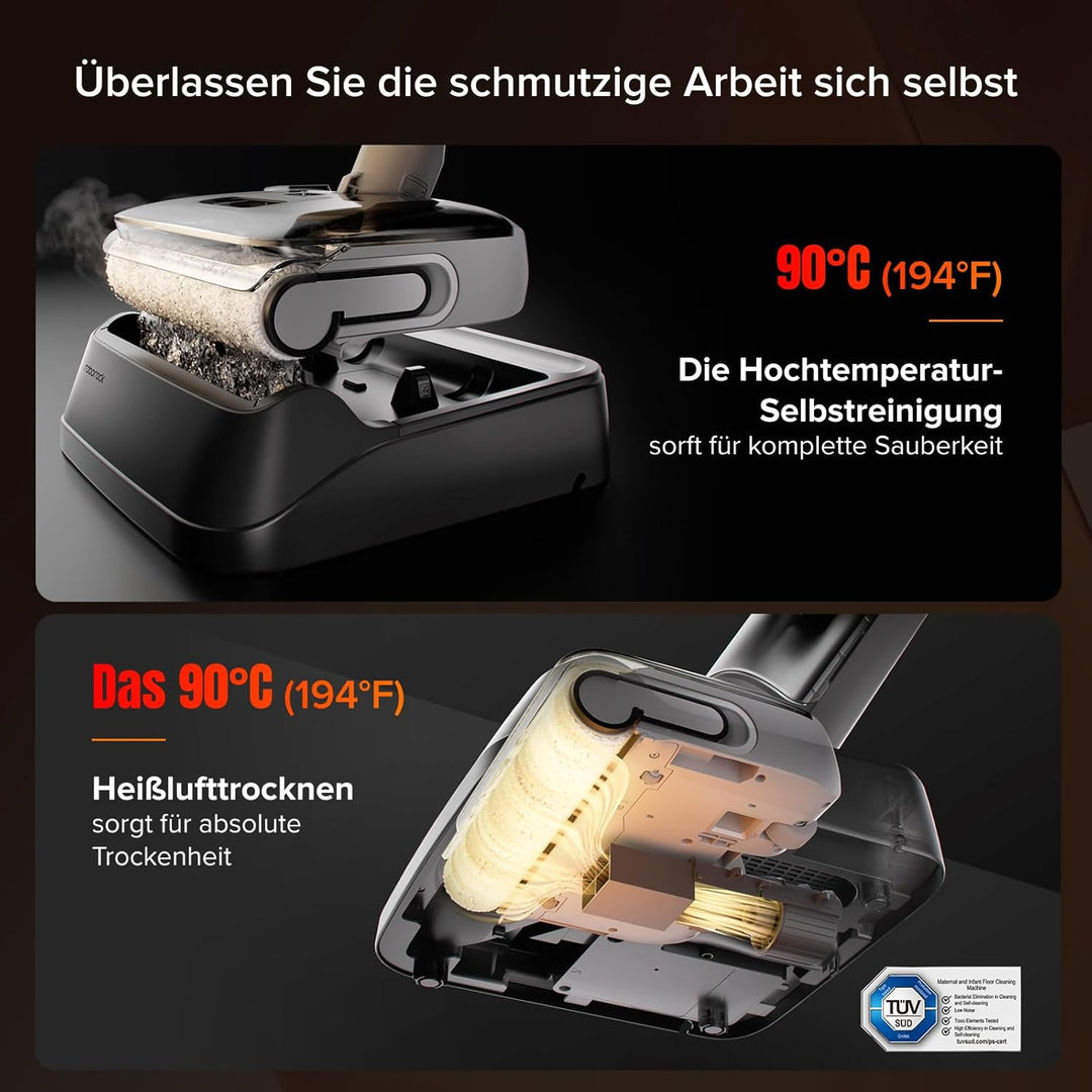 roborock F25 GT Nass Trockensauger, 180° Lay-Flat Saugwischer, 90°C Hochtemperatur Selbstreinigung,