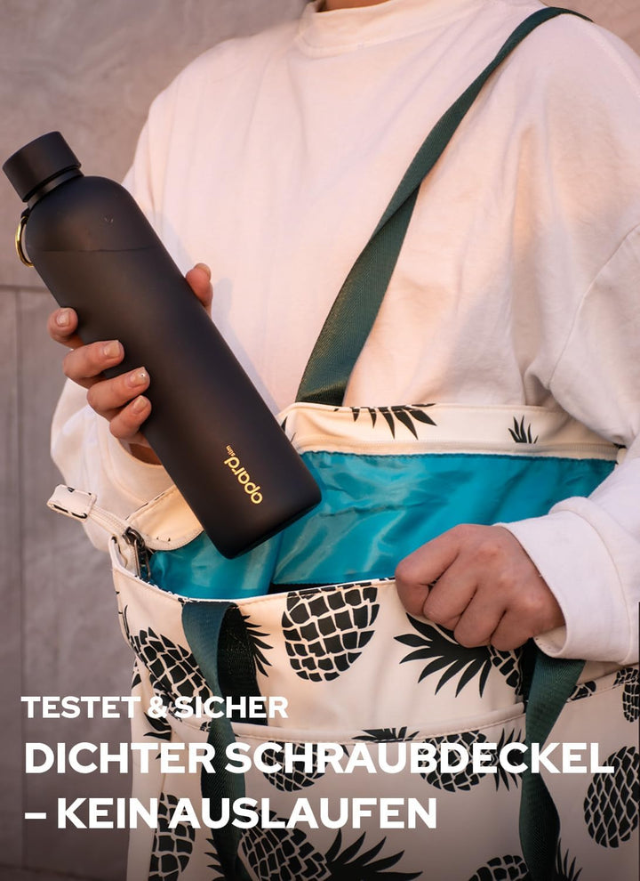 Opard Slim Trinkflasche 1l, Kohlensäure geeignet Wasserflasche, Water Bottle Spülmaschinenfest, BPA