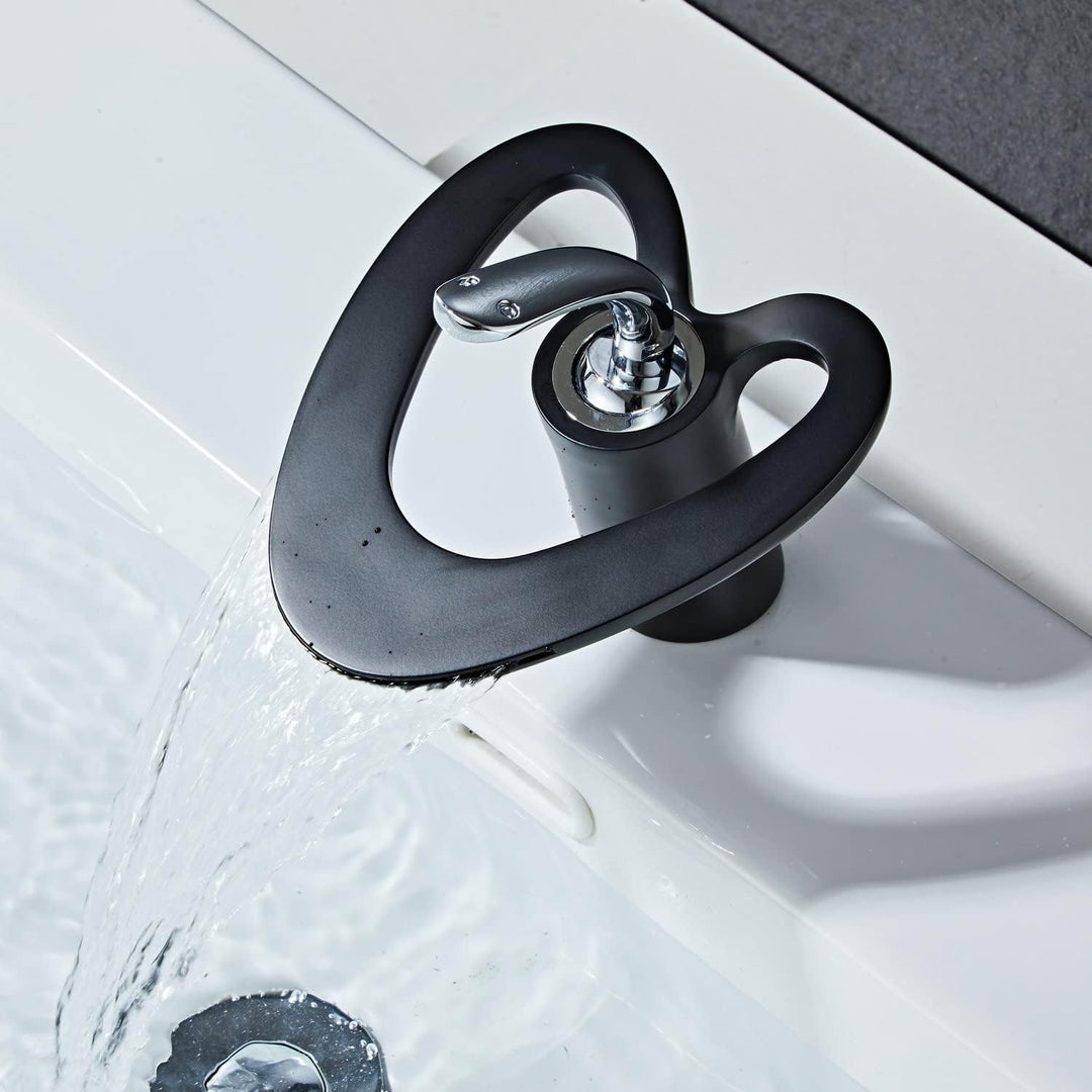 Wasserfall Waschtischarmaturen Badezimmer Mischbatterie Spültischarmatur Schwarz Einhebel Heiss und