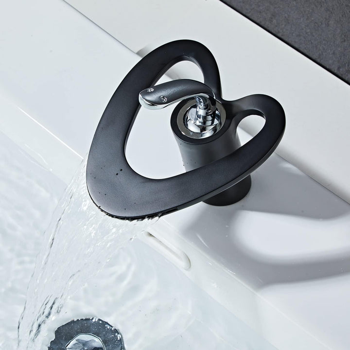 Wasserfall Waschtischarmaturen Badezimmer Mischbatterie Spültischarmatur Schwarz Einhebel Heiss und
