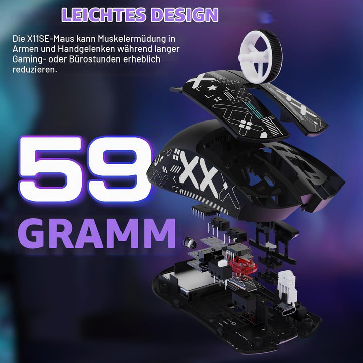 MAMBASNAKE X ATTACK SHARK X11SE Kabellose Gaming-Maus,22000 DPI,PixArt PAW3311 Sensor,BT/2,4 G/kabel