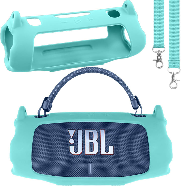 Khanka für JBL Charge 6 Silikon-Schutzhülle mit abnehmbarem Schultergurt & Utility-Haken, Flexible w