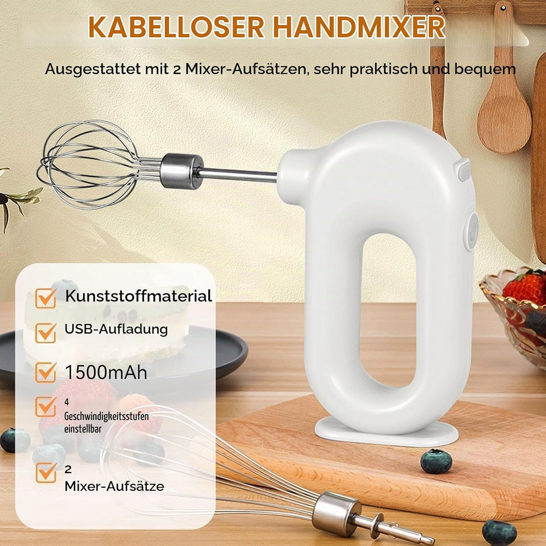 Kabelloser Handmixer Elektrischer Mini-Eierschläger 4-Gang-einstellbarer Mini-Handmixer Elektrischer