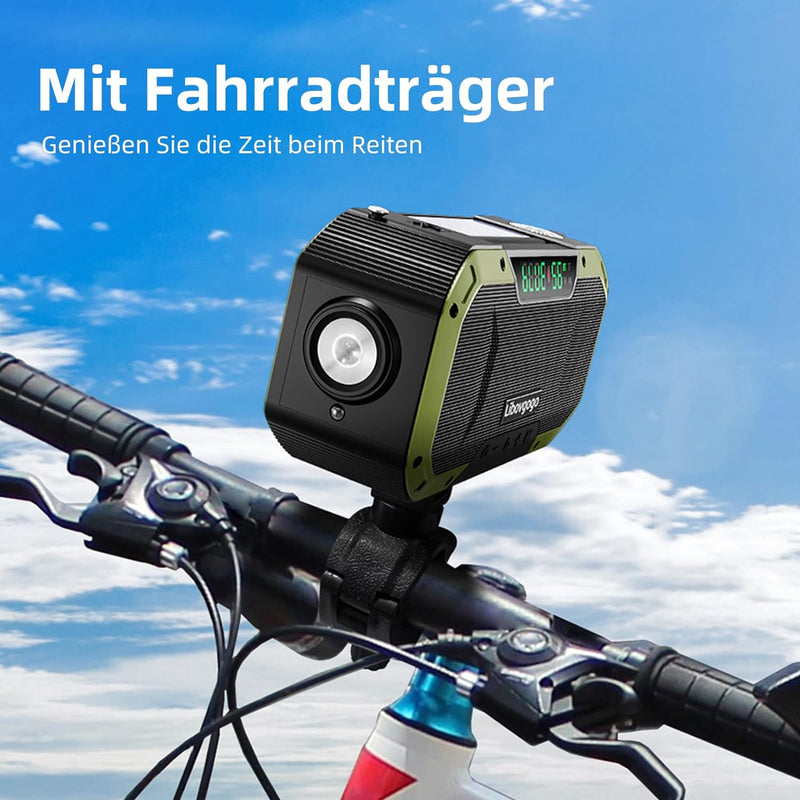 Libovgogo DF-580Pro 5000mAh Kurbelradio mit Handyladefunktion Solar, 7W IPX5 Waterproof Bluetooth La