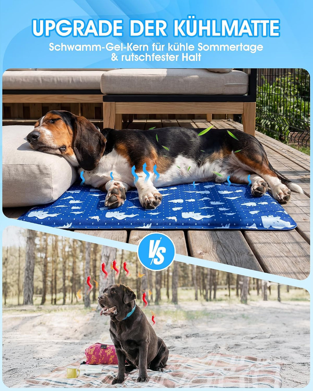 petnf Kühlmatte Für Hunde Selbstkühlend 90 x 60 cm, Langlebige Kratzfeste Oberfläche Hund Kühlmatte,