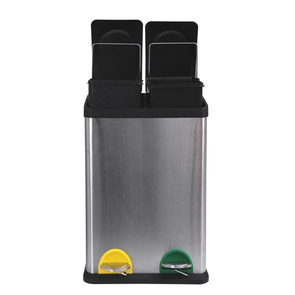 MSV Mülleimer Mülltrennsystem 40 L (2x20 Liter) mit Inneneimer grosse Abfallbehälter Abfalleimer Tre