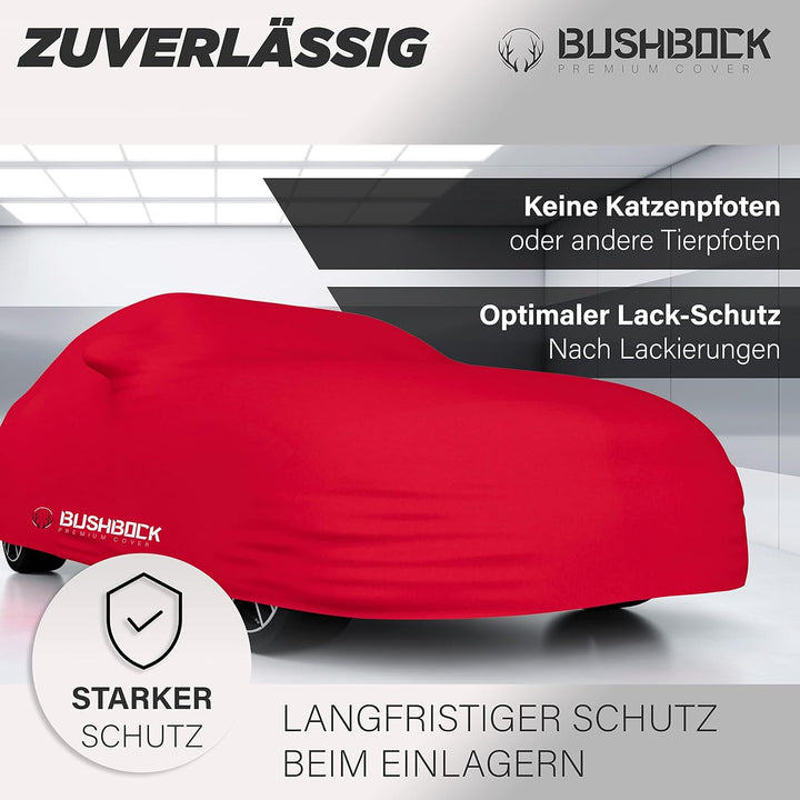 BUSHBOCK® Premium Autoabdeckung Indoor - Satin Schutzhülle Stoff - Abdeckplane Autoplane Autogarage