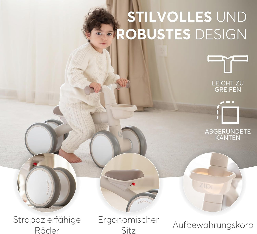 KikkaBoo ZIPI Fahrrad Ohne Pedale, Laufrad mit Korb, Einstellbar, Kinderspielzeug, Baby-Geschenk Bla