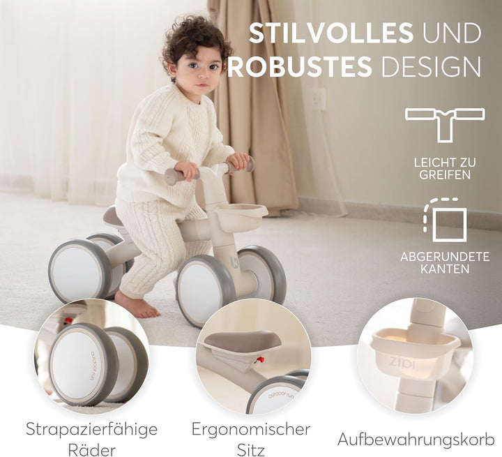 KikkaBoo ZIPI Fahrrad Ohne Pedale, Laufrad mit Korb, Einstellbar, Kinderspielzeug, Baby-Geschenk Bla