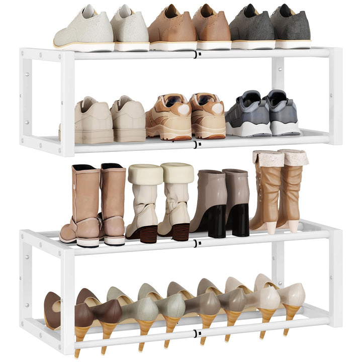 IBUYKE 2 Stück Schuhregal Wandmontage, 41-73cm Ausziehbares Hängendes Schuhständer für 12-16 Paar Sc