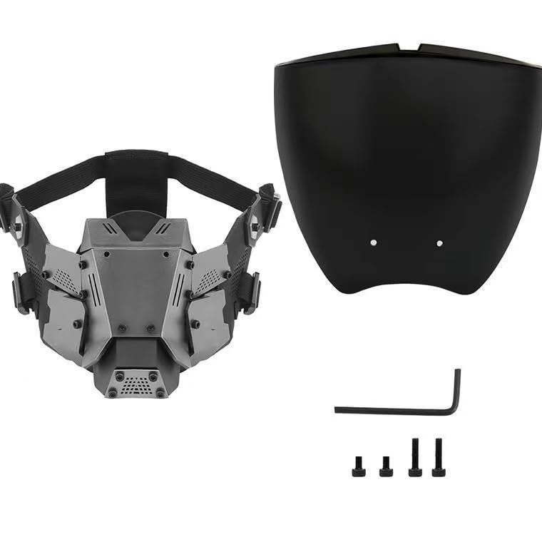 Cyberpunk Maske, Kommandanten Maske/Techwear Maske/Mechanische Maske, Cosplay Samurai Horns Masken H