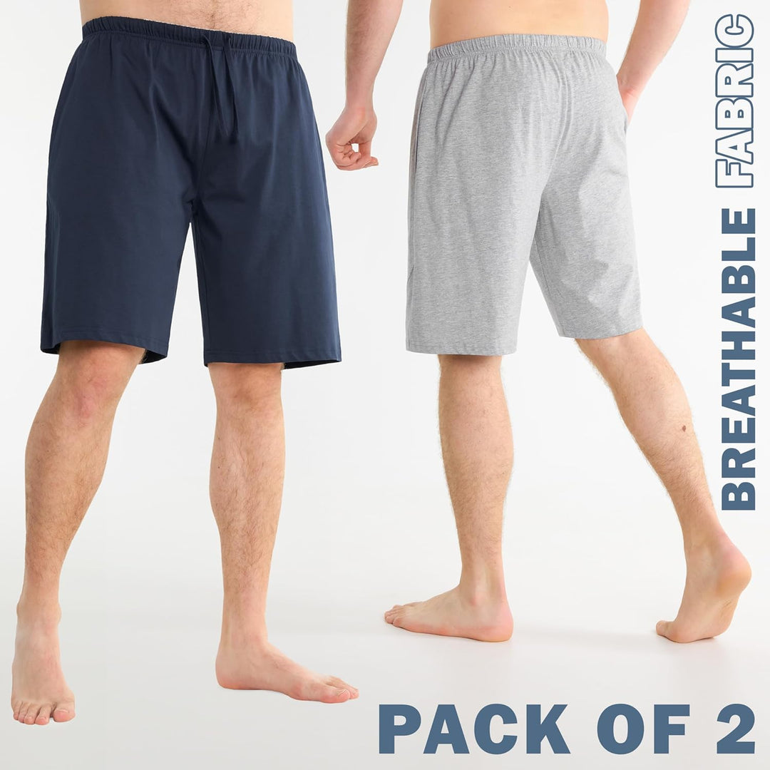 CityComfort Pyjama Shorts Herren, Kurze Schlafanzughose Herren mit Seitentaschen & Elastischem Bund