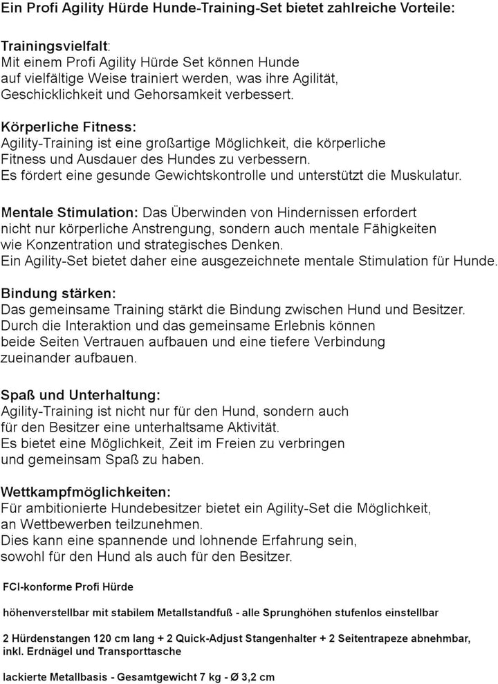 Procyon Profi Agility Hürde Hunde-Training-Set höhenverstellbar - FCI konform